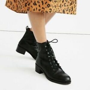 MADEWELL Black Leather Lace Up Boots 8